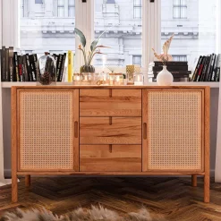 Designer Kommode mit zwei Wiener Geflecht Türen - Indrya