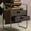 Designer Nachtkommode in Schwarz & Altmessing - Sianner