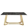 Designer Tisch mit Glasplatte in Marmor Optik - Mooney
