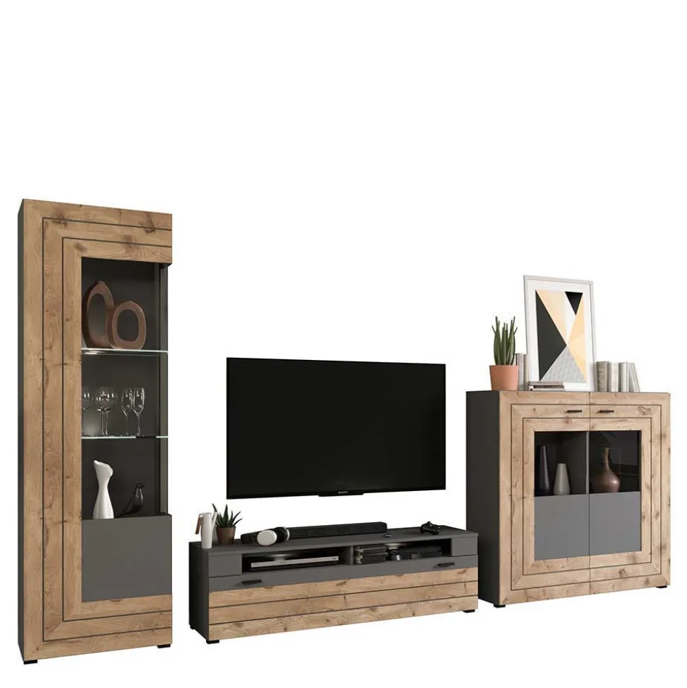 Designer Wohnwand Möbel 320 cm breit - Scarlett (dreiteilig)