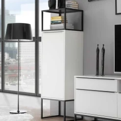 Designer Wohnzimmer Schrank in Weiß & Schwarz - Enkraja