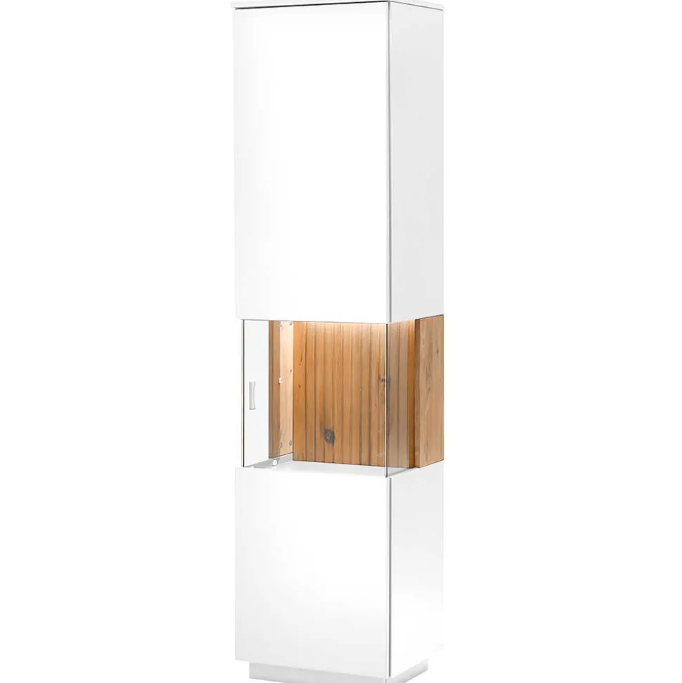 Designer Wohnzimmervitrine in Weiß und Eiche Bianco - Miloris