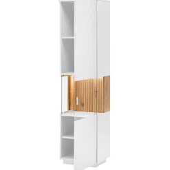 Designer Wohnzimmervitrine in Weiß und Eiche Bianco - Miloris