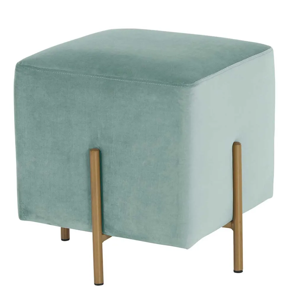 Designhocker in Graugrün Samt - Strong