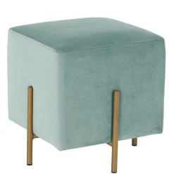 Designhocker in Graugrün Samt - Strong