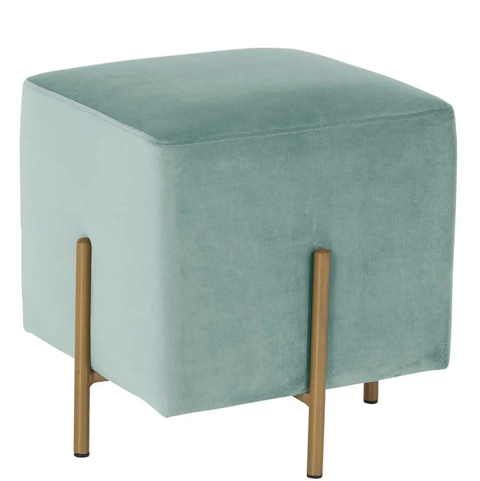 Designhocker in Graugrün Samt - Strong