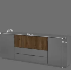 Design-Sideboard in Weiß mit Eiche Bianco - Miloris