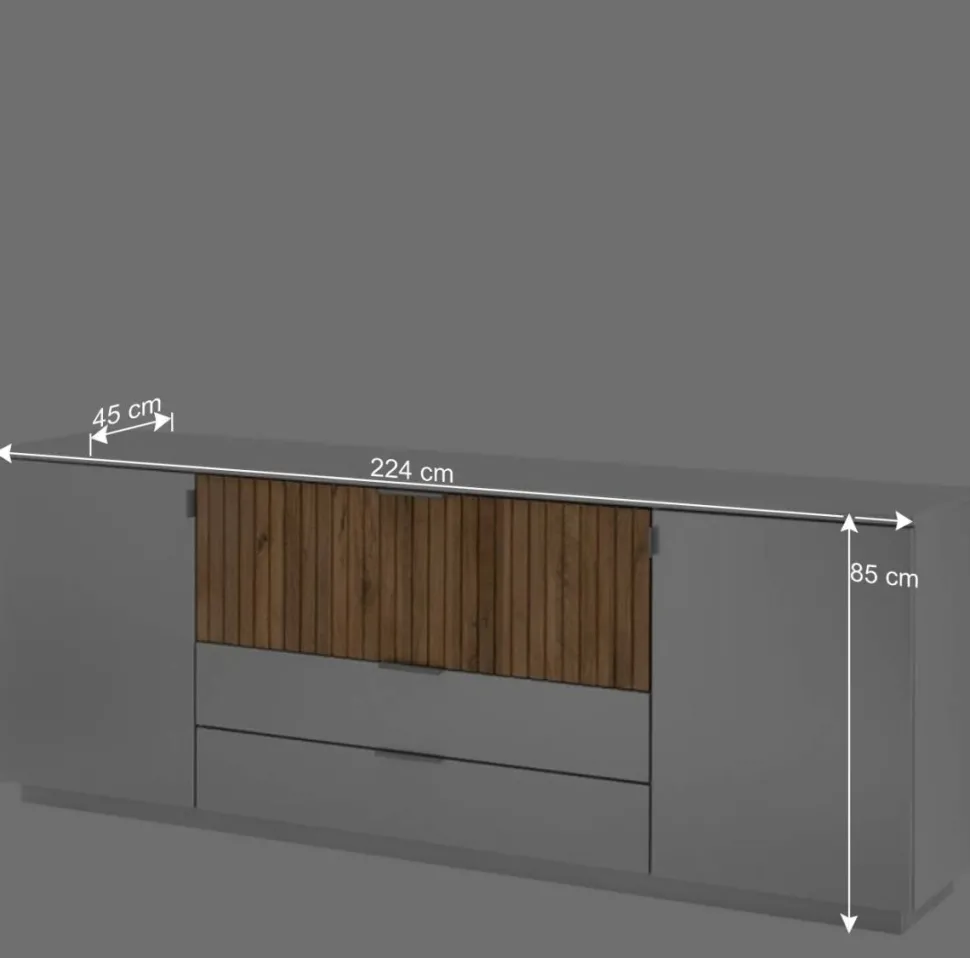 Design-Sideboard in Weiß mit Eiche Bianco - Miloris