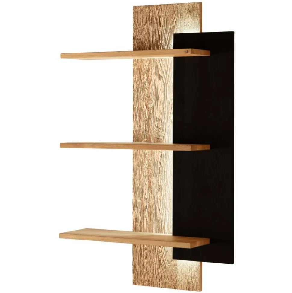 Design-Wandregal aus Wildeiche Massivholz - Ribadon