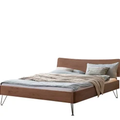Doppelbett aus Nussbaum mit Stahlfüßen - Gedessa