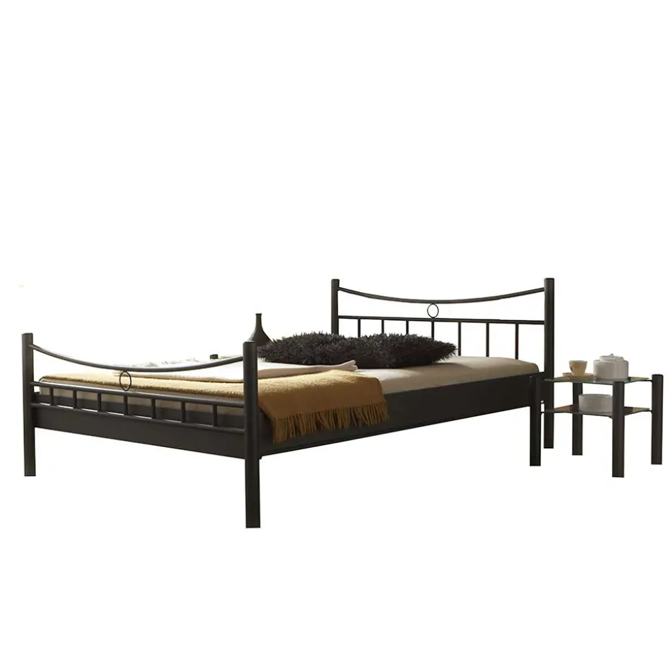 Doppelbett Carlovac aus schwarzem Metall (dreiteilig)