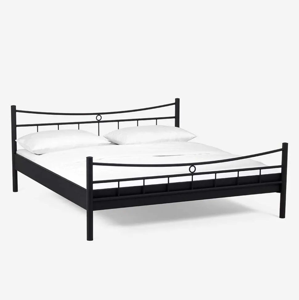 Doppelbett Carlovac aus schwarzem Metall (dreiteilig)