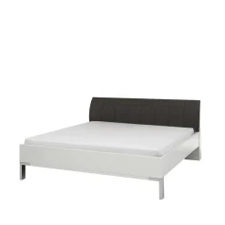 Doppelbett Elburg mit Polsterkopfteil in Grau Braun