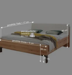 Doppelbett Kombi mit Nachtkommoden - Krofun (dreiteilig)