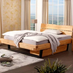 Doppelbett mit Kufengestell aus Holz - Kalastania