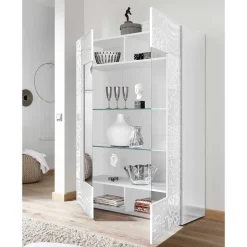 Doppeltür Designvitrine in Weiß - Vascaub