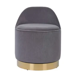 Drehbarer Polsterhocker in Grau und Gold - Riety