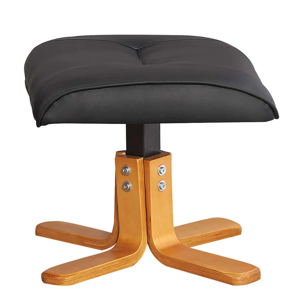 Drehbarer Sessel mit Hocker in Schwarz - Fidarela (zweiteilig)
