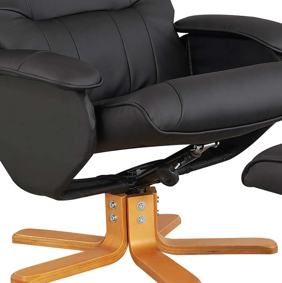 Drehbarer Sessel mit Hocker in Schwarz - Fidarela (zweiteilig)