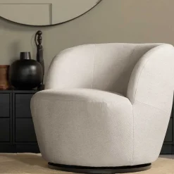 Drehsessel in Offwhite Webstoff - Alcarizora