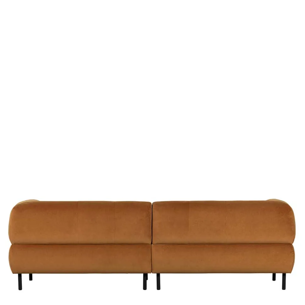 Dreier Sofa mit Armlehnen in Hellbraun - Label