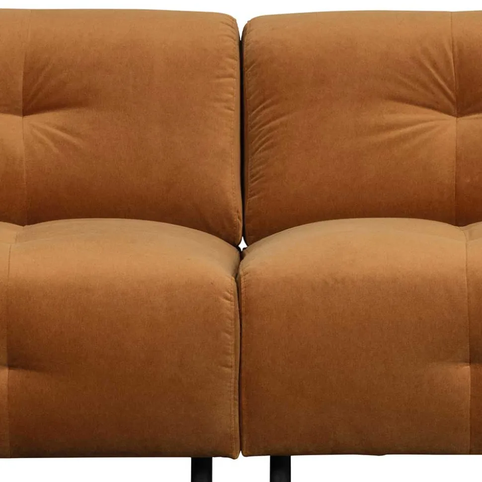 Dreier Sofa mit Armlehnen in Hellbraun - Label