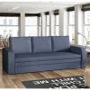Dreisitzer Ausziehsofa in Jeansblau Samt - Adrerra