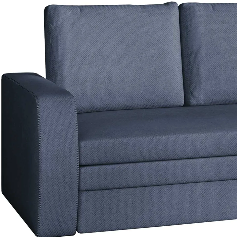 Dreisitzer Ausziehsofa in Jeansblau Samt - Adrerra