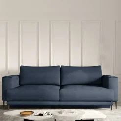 Dreisitzer Bettcouch in Dunkelblau Stoff - Boston
