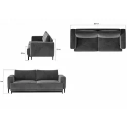 Dreisitzer Bettcouch in Dunkelblau Stoff - Boston