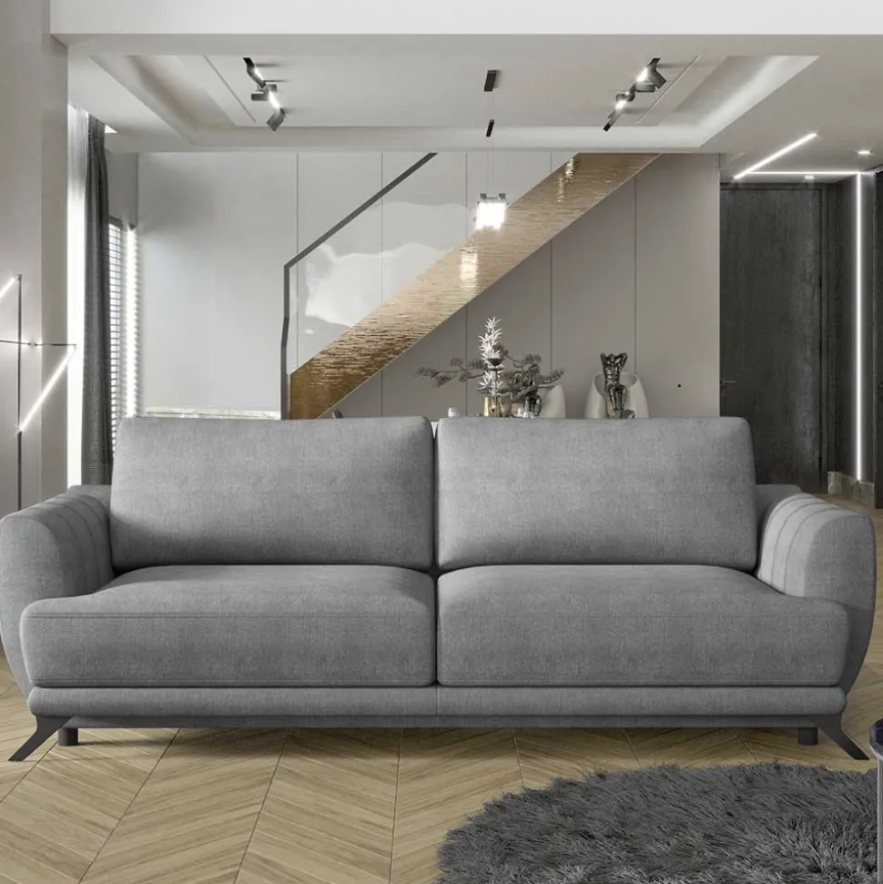Dreisitzer Bettcouch in Grau Stoffbezug - Girovi