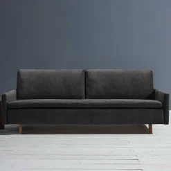 Dreisitzer Bettcouch in Schwarz mit Eiche - Bornholma