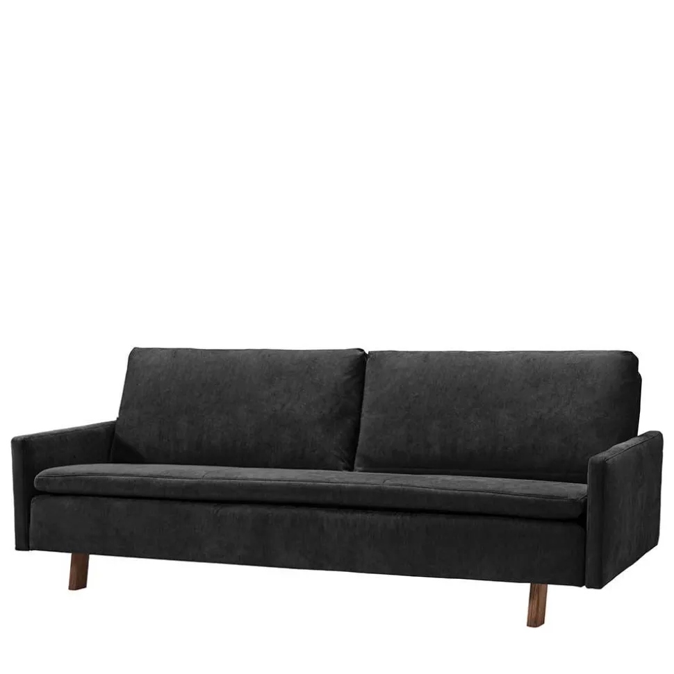 Dreisitzer Bettcouch in Schwarz mit Eiche - Bornholma