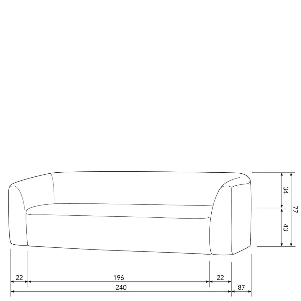 Dreisitzer Couch aus Chenille in Beige - Chake