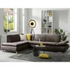 Dreisitzer Ecksofa in Dunkelbraun mit Chrom - Sona