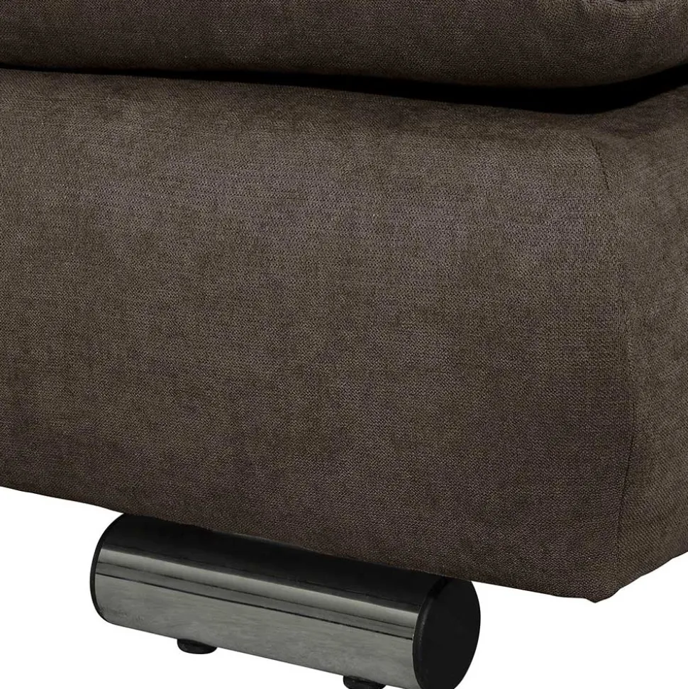 Dreisitzer Ecksofa in Dunkelbraun mit Chrom - Sona