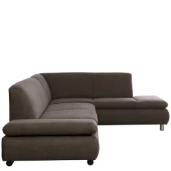 Dreisitzer Ecksofa in Dunkelbraun mit Chrom - Sona
