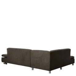 Dreisitzer Ecksofa in Dunkelbraun mit Chrom - Sona