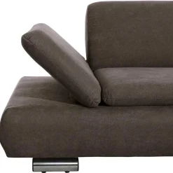 Dreisitzer Ecksofa in Dunkelbraun mit Chrom - Sona