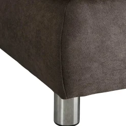Dreisitzer Ecksofa in Dunkelbraun mit Chrom - Sona