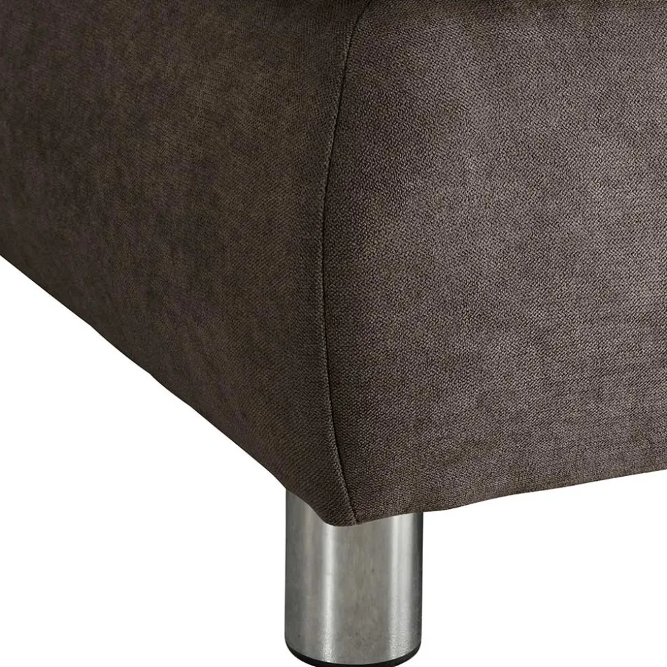 Dreisitzer Ecksofa in Dunkelbraun mit Chrom - Sona