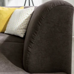 Dreisitzer Ecksofa in Dunkelbraun mit Chrom - Sona