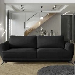 Dreisitzer Klappsofa in Dunkelgrau Samt - Palma