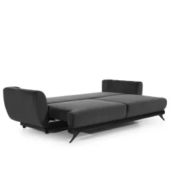 Dreisitzer Klappsofa in Dunkelgrau Samt - Palma