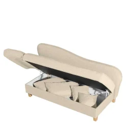 Dreisitzer Polsterliege in Beige mit Buche - Salverna