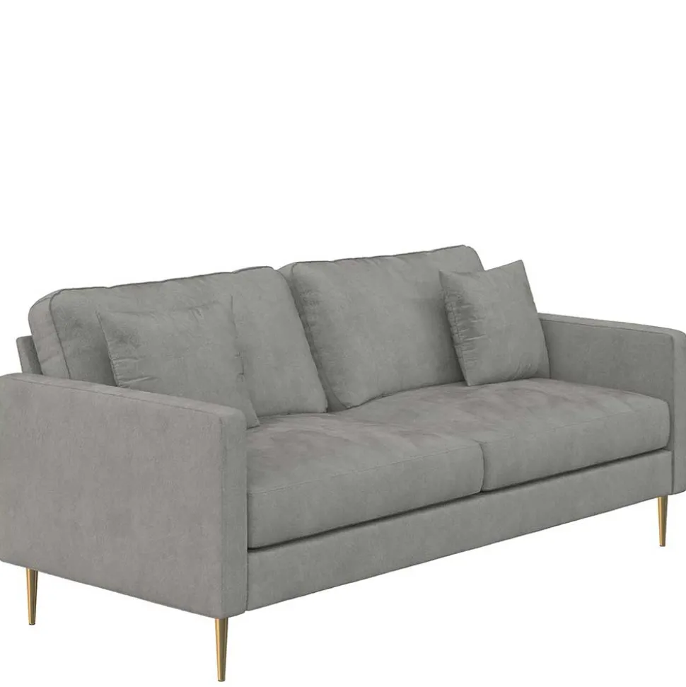 Dreisitzer Samtcouch in Grau - Hillion