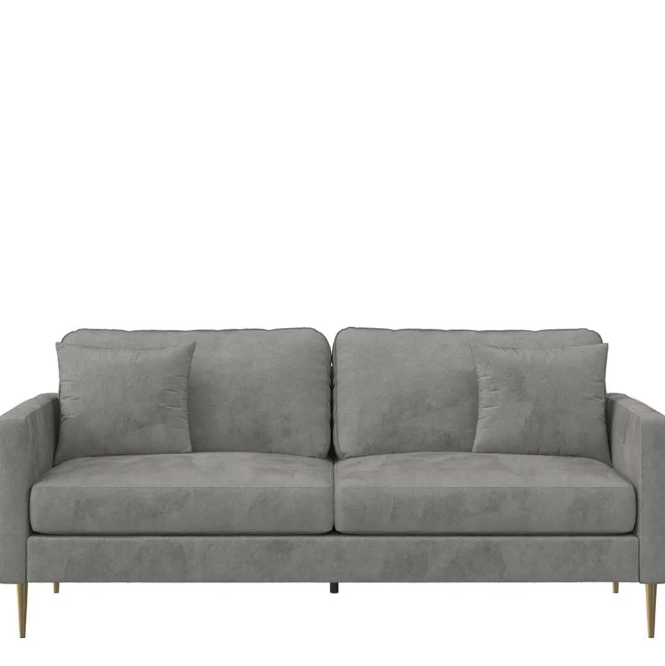 Dreisitzer Samtcouch in Grau - Hillion