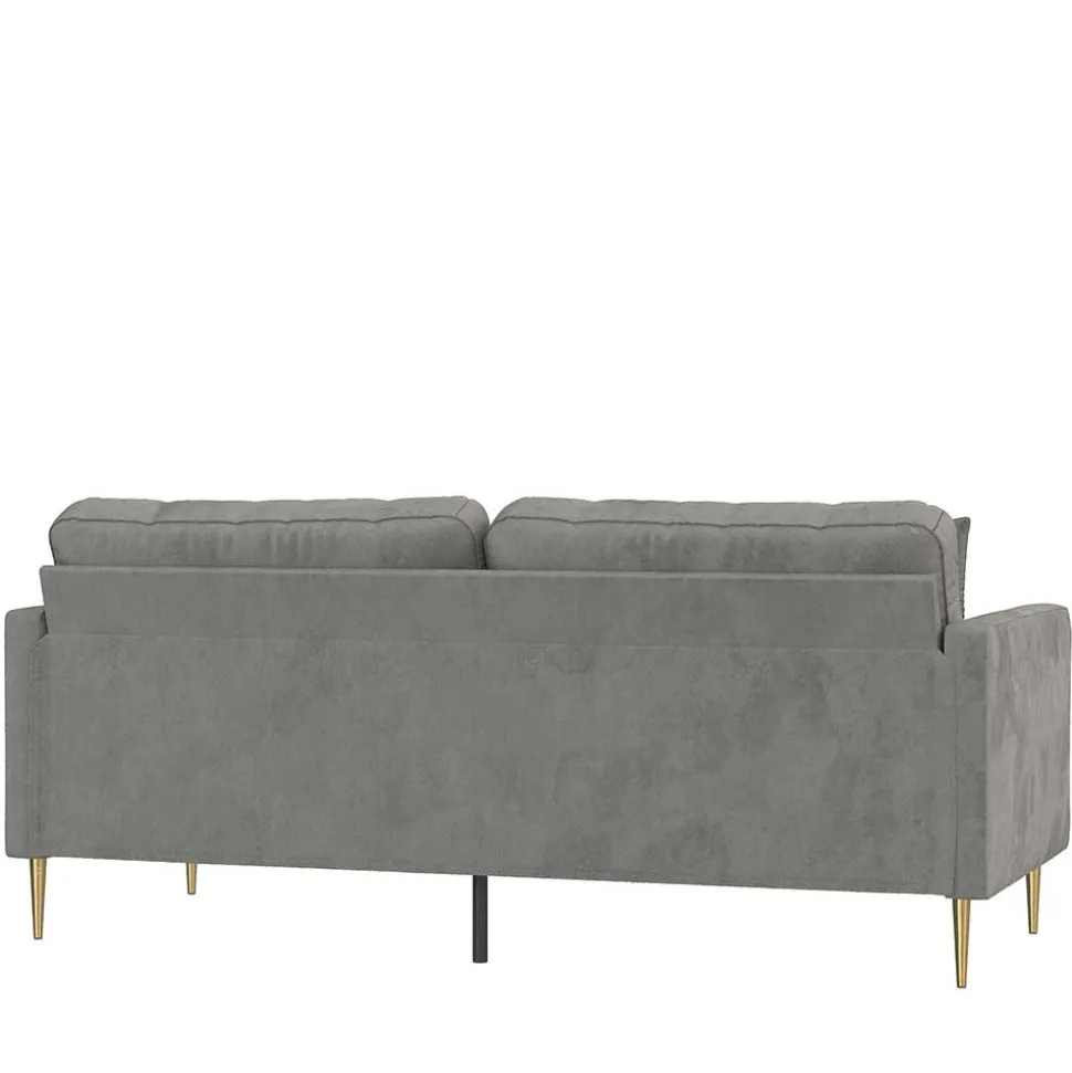 Dreisitzer Samtcouch in Grau - Hillion