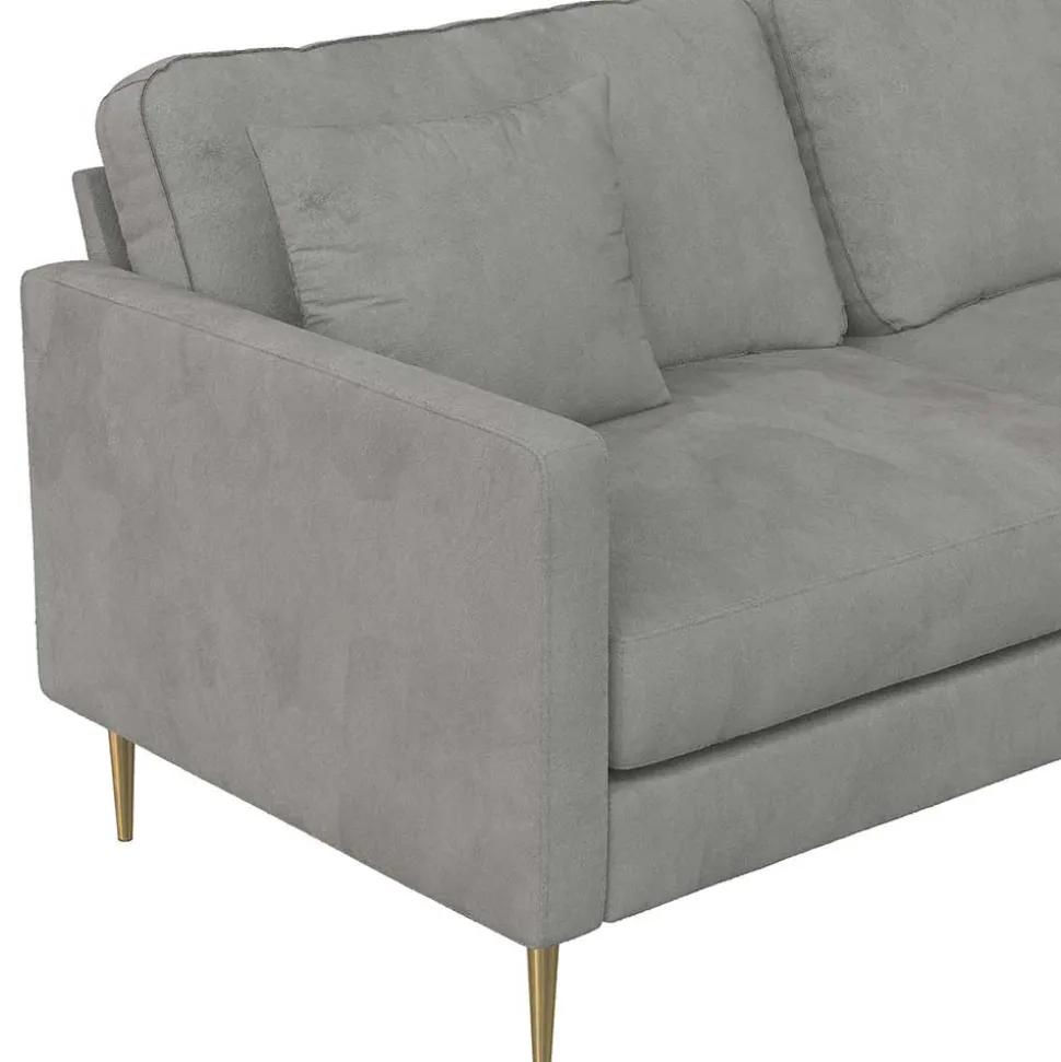 Dreisitzer Samtcouch in Grau - Hillion