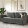 Dreisitzer Schlafcouch in Grau Samt - Lessia